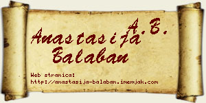 Anastasija Balaban vizit kartica